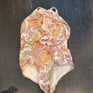 Zimmermann Girls Paisley Pink Yellow One-Piece Swimsuit 2